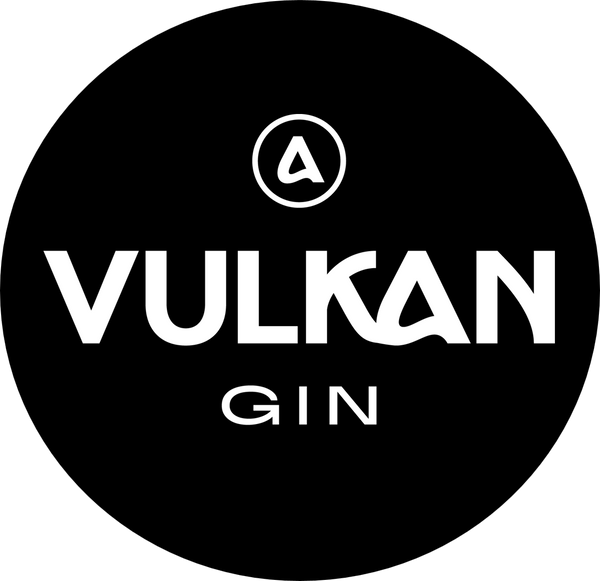 Vulkan GIN Logo – Premium-Gin Marke mit stilisiertem Vulkansymbol