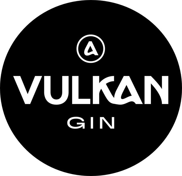 Vulkan GIN Logo – Premium-Gin Marke mit stilisiertem Vulkansymbol