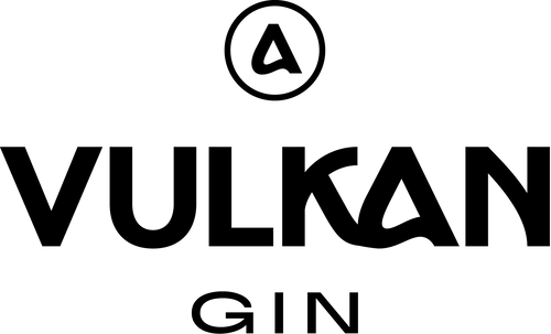 Vulkan GIN Logo – Premium-Gin Marke mit stilisiertem Vulkansymbol