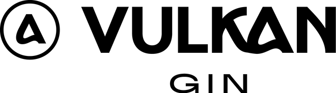 Vulkan GIN Logo – Premium-Gin Marke mit stilisiertem Vulkansymbol